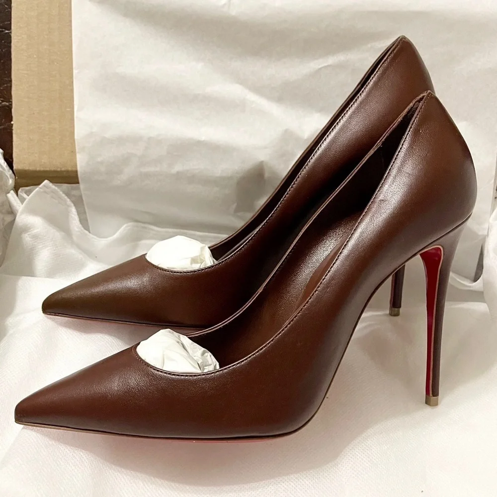 Christian Louboutin Kate 100mm. Napa lux supple leather chocolate brown EU37 - Picture 6 of 12